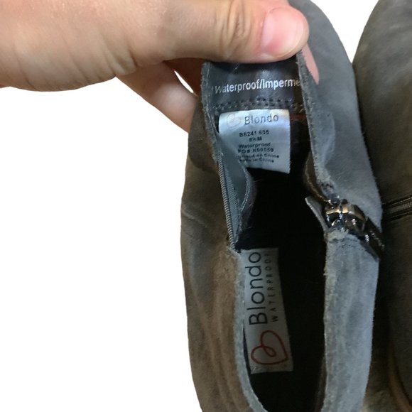 Blondo Women's IDA Waterproof Suede Ankle Zipper Boots Gray Size-Size 8.5 - Picture 6 of 12